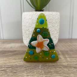 stunning Floral Fused Glass Christmas Tree Candle Holder - Decoration, Cornish Glass, Fused Glass Cornwall - thumbnail 4