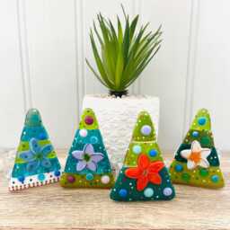 stunning Floral Fused Glass Christmas Tree Candle Holder - Decoration, Cornish Glass, Fused Glass Cornwall