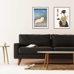 Japanese Ukiyo-E Art Print Poster Woodblock Wall Koson Shoson Heron Crane Egret Bird Tattoo Beautiful Japan Calligraphy Nature Calm A3 - thumbnail 2