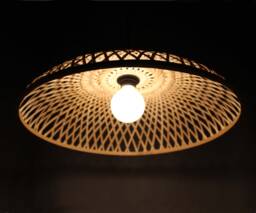 Round Bamboo Pendant Light - Natural Woven Lampshade - 50cm