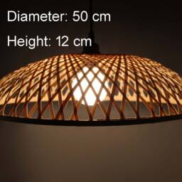 Round Bamboo Pendant Light - Natural Woven Lampshade - 50cm - thumbnail 2