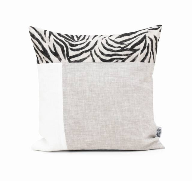 Zebra Cushion Cover 18x18 Pillow Covers, Color Block Cases Linen Throw Cover, Scandinavian Case Decorative Sham - image 1