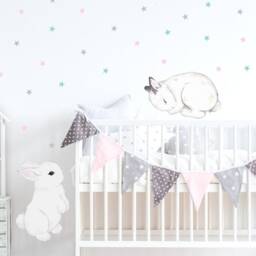 Bunnies Wall Decal, Decor For Children, Sticker, Removable Bunny Rabbit Kids Room Decoration - thumbnail 4