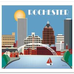 Rochester Print, Ny Skyline, Horizontal, New York Skyline Art, Wall Art, Loose Petals Art - Style E8-O-Roc - thumbnail 3