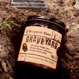 Graveyard Candle - Sweet Grass & Grave Dirt Dark Academia Decor Gothic Cemetery Gift Spooky Aesthetic Home Fragrance, 9Oz Amber Jar - thumbnail 2