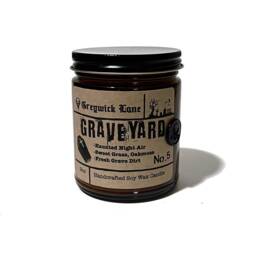 Graveyard Candle - Sweet Grass & Grave Dirt Dark Academia Decor Gothic Cemetery Gift Spooky Aesthetic Home Fragrance, 9Oz Amber Jar - thumbnail 3