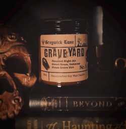 Graveyard Candle - Sweet Grass & Grave Dirt Dark Academia Decor Gothic Cemetery Gift Spooky Aesthetic Home Fragrance, 9Oz Amber Jar - thumbnail 1