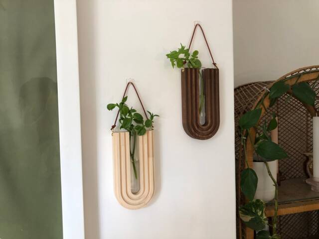 Handmade Wood Wall Propagation Station Hanging Planter Vase - image 1