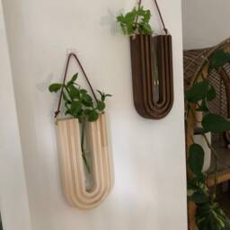Handmade Wood Wall Propagation Station Hanging Planter Vase - thumbnail 3