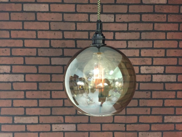 "Industrial Pendant Light -Black 8"" Smoked Glass Open Globe Shade With Patented ""Huila" - image 1
