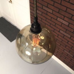 "Industrial Pendant Light -Black 8"" Smoked Glass Open Globe Shade With Patented ""Huila" - thumbnail 3
