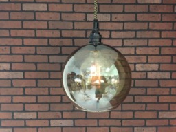 "Industrial Pendant Light -Black 8"" Smoked Glass Open Globe Shade With Patented ""Huila" - thumbnail 1