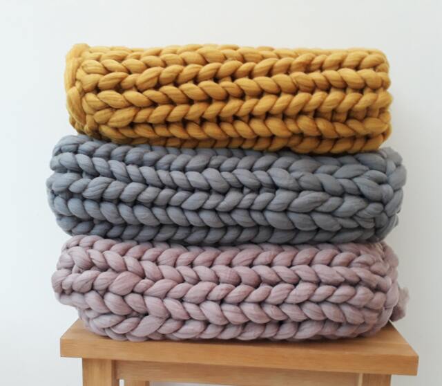 Handmade Chunky Knit Vegan Blanket Acrylic Giant Throw - image 1