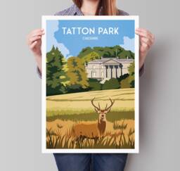 Tatton Park Print - Cheshire Travel Poster Red Deer - thumbnail 1