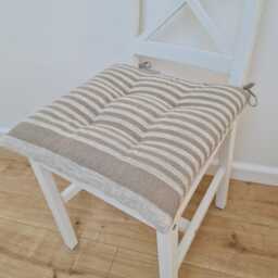 Hemp Linen Seat Cushion For Chair With Ties Filled Organic Hemp Fiber in Natural Linen Fabric Chair Cushion Pillow - thumbnail 2
