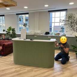 Custom Modern Reception Desk - Curved Front Bar Counter Handmade - thumbnail 2