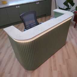 Custom Modern Reception Desk - Curved Front Bar Counter Handmade - thumbnail 3