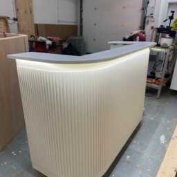 Custom Modern Reception Desk - Curved Front Bar Counter Handmade - thumbnail 4