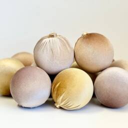 Beige Velvet Christmas Balls Holiday Tree Ornaments, Set Of 12 - thumbnail 2