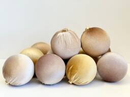 Beige Velvet Christmas Balls Holiday Tree Ornaments, Set Of 12 - thumbnail 1