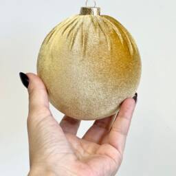 Beige Velvet Christmas Balls Holiday Tree Ornaments, Set Of 12 - thumbnail 4