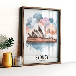 Sydney Travel Print - Australia Watercolour Poster Design - Wall Artwork Holiday Gifts Home Decor Art Gift Opera Picture - thumbnail 3