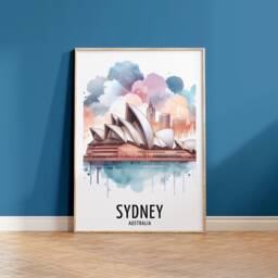 Sydney Travel Print - Australia Watercolour Poster Design - Wall Artwork Holiday Gifts Home Decor Art Gift Opera Picture - thumbnail 2
