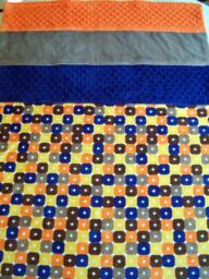 Sale Orange Browns Blue & Yellow Squares Minky Baby/Toddler Blanket - thumbnail 2