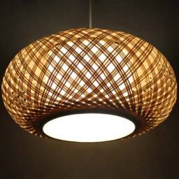 Creative Bamboo & Parchment Paper Pendant Light, Decorative Ceiling Lighting Fixture, Home Living - thumbnail 2