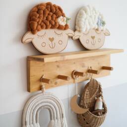 Merino Wool Lamb Face Nursery Decor Wooden Sheep Wall Art For Kids Room - thumbnail 4