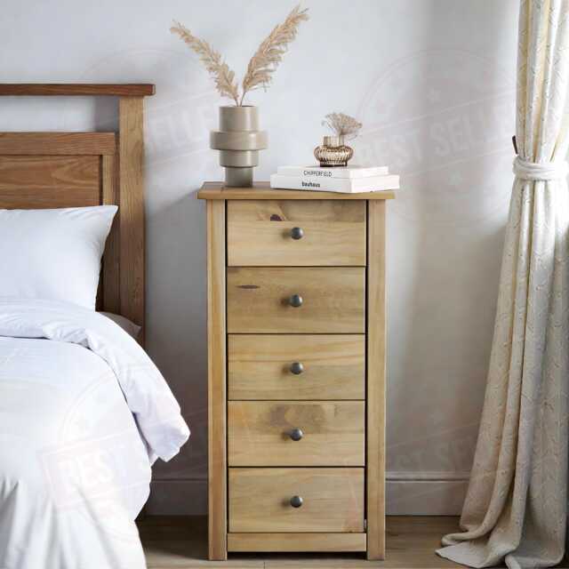 Chest Of Drawers Narrow Side Table 5 Drawer Storage Organizer, Bedroom Furniture - image 1