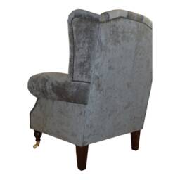 Queen Anne Wingback Chair Oxford Blue Tartan & Plush Grey - thumbnail 4