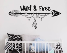 Wild & Free Arrow Wall Decal - Tribal Nursery Decal, & Quote, Boho Sticker - thumbnail 1