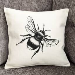 Bee Sketch Cushion Cover Linen-Like Home Decor - 40cm - thumbnail 2