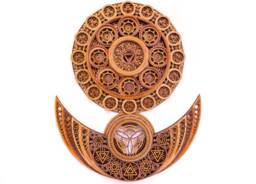 Mandala Moon Sun Wood Art Laser Cut Wall Decor - thumbnail 1