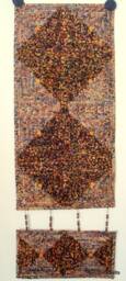Log Cabin Wall Hanging - Rustic Quilt Art Two-Piece Fabric Decor Handmade Gift - thumbnail 1