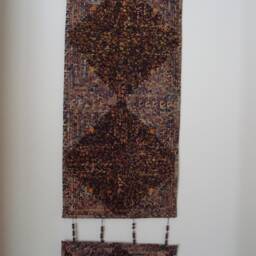 Log Cabin Wall Hanging - Rustic Quilt Art Two-Piece Fabric Decor Handmade Gift - thumbnail 2