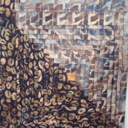 Log Cabin Wall Hanging - Rustic Quilt Art Two-Piece Fabric Decor Handmade Gift - thumbnail 3