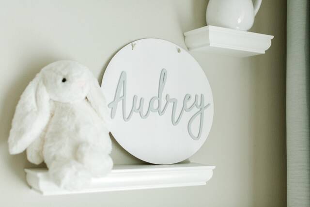 Baby Name Plaque For Nursery - Scandinavian Wall Hanging Kids Room Decor Wooden Sign Shower Gift Home - image 1