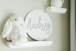 Baby Name Plaque For Nursery - Scandinavian Wall Hanging Kids Room Decor Wooden Sign Shower Gift Home - thumbnail 1