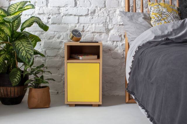 Narrow Oak Nightstand For Small Spaces Slim Bedside Table - image 1