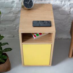 Narrow Oak Nightstand For Small Spaces Slim Bedside Table - thumbnail 3