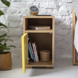 Narrow Oak Nightstand For Small Spaces Slim Bedside Table - thumbnail 2