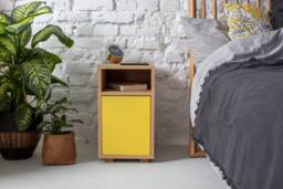 Narrow Oak Nightstand For Small Spaces Slim Bedside Table - thumbnail 1
