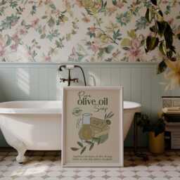 Olive Oil Soap Bathroom Print Vintage Mid-Century Wall Art - thumbnail 2
