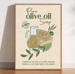Olive Oil Soap Bathroom Print Vintage Mid-Century Wall Art - thumbnail 1