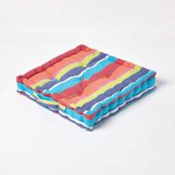 Cotton Striped Floor Cushion Seat Pad Large Boho Chair - thumbnail 2