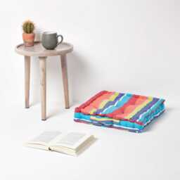 Cotton Striped Floor Cushion Seat Pad Large Boho Chair - thumbnail 3