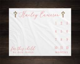 For This Child We Have Prayed Milestone Blanket, Month Growth Tracker, Baby Shower Gift, Baptism Newborn Cross, Church