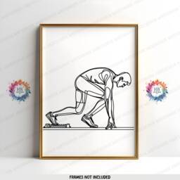 Minimal Hurdles Print Set - Of 3 Runner Posters - Sprinter Art Painting Athletics Decor Running Wall Poster Gifts Run Gift - thumbnail 3
